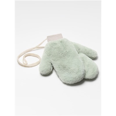 Варежки меховые женские MINAKU пушистые, размер 25 см, мятные