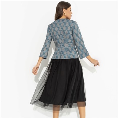 Костюм с юбкой из сетки на подкладе, Больше чем стиль (2 в 1, green)