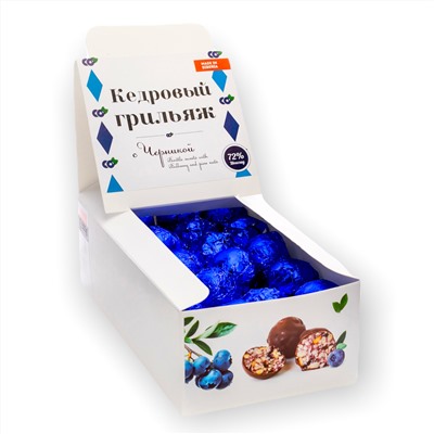 Кедровый грильяж "с Черникой" / шоколад / шоу-бокс / 530 гр / Солнечная Сибирь