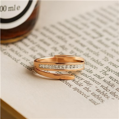 Кольцо разъемное 18-19 р ювелирная бижутерия коллекция "Дубай" покрытие позолота, вставка: цирконы, цвет: прозрачный, арт.007.224