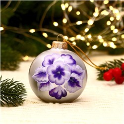 Ёлочный шар d=8 см «Цветочный блеск» ручная роспись