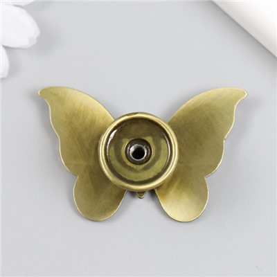 Ручка для шкатулки металл «Бабочка», стразы, бронза, 3.6×5.5×2.2 см