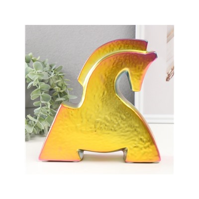 Фигурка керамика «Поклон коня», зелёный хамелеон, 5×20.5×20.5 см