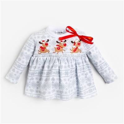 Боди - платье детское «Крошка Я. Олени», рост 62-68 см, белое