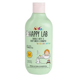 Happy Lab Kids Средство 3 в 1: пена, гель, шампунь для нежной детской кожи и волос / Сладкое яблочко, 300 мл 21351
