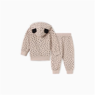 Набор детский (джемпер на молнии и брюки) «Крошка Я. Киса», рост 62-68 см, бежевый