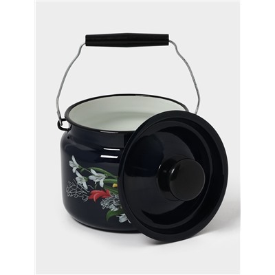 Бидон эмалированный «Апрель», 2 л, с ручкой и крышкой, чёрный