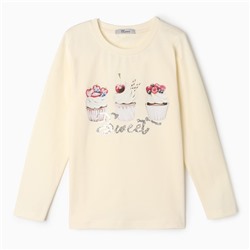Лонгслив для девочки, цвет молочный, рост 134 см