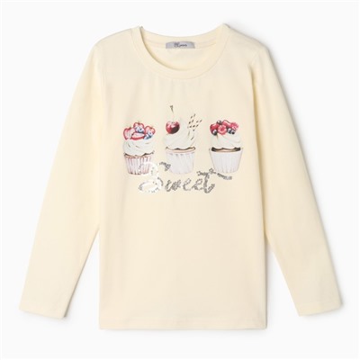 Лонгслив для девочки, цвет молочный, рост 134 см