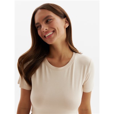 Пижама женская (футболка, шорты) MINAKU: Home collection, размер 44, бежевая