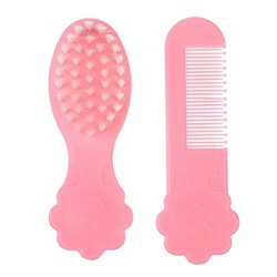 Расчёска детская, массажная щётка для волос в наборе Крошка Я «Цветочек», розовый