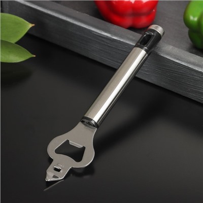 Открывашка Доляна Fargo, 18.5×4.5×2 см, нержавеющая сталь, цвет чёрный, серебряный