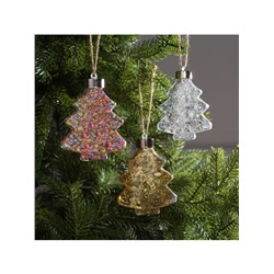 Набор ёлочных шаров «Ёлочки», 3 шт., 1 LED, от батареек, свечение тёплое белое, RGB, белое