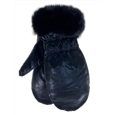 Зимние женские варежки с подкладом из искусственного меха, цвет черный