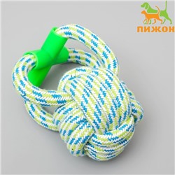 Игрушка канатная «Мегамяч» с ручкой, до 190 г, 15×9 см, микс цветов
