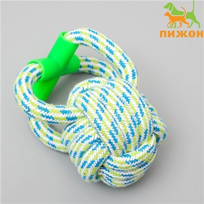 Игрушка канатная «Мегамяч» с ручкой, до 190 г, 15×9 см, микс цветов