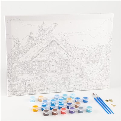 Новогодняя картина по номерам на холсте с подрамником «Новый год! Рождественский вечер», 30×40 см