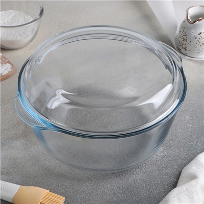 Форма для запекания Paşabahçe Borcam, 3 л, с крышкой, жаропрочное стекло, прозрачная