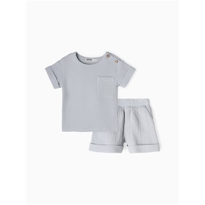 Костюм (рубашка и шорты ) детский KAFTAN «Муслин», размер 30 (98-104 см), серый