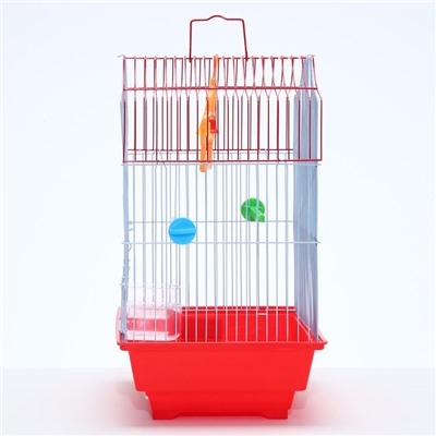 Клетка для птиц укомплектованная Bd-1/4f, 30×23×39 см, красная