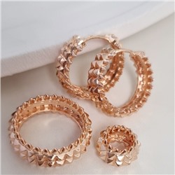 Комплект ювелирной бижутерии коллекция "Дубай" серьги, кулон и кольцо 17 р, покрытие позолота, арт.213.950-17