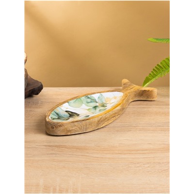 Блюдо в форме рыбки «Листья», 25.5×10×2 см, дерево манго