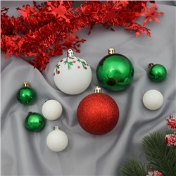 Ёлочные игрушки «Каникулы», шары новогодние, d=6 и 2.5 см, 21 шт., узоры + мишура 1 м, МИКС