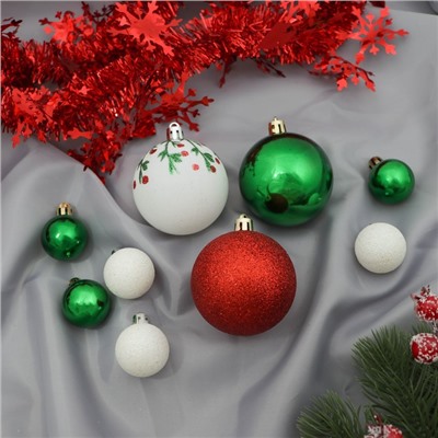 Ёлочные игрушки «Каникулы», шары новогодние, d=6 и 2.5 см, 21 шт., узоры + мишура 1 м, МИКС