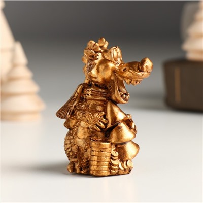 Фигурка полистоун «Бронзовый дракон в шарфике с монетами», 4.8×4.3×6 см, МИКС