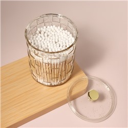 Органайзер для для ватных палочек «SHINE», с крышкой, 8.5×8.5×11.2 см, цвет прозрачный, золотистый