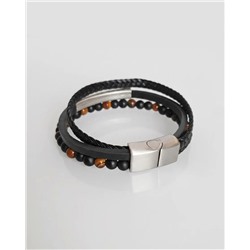 Браслет из стали на кожаном ремешке