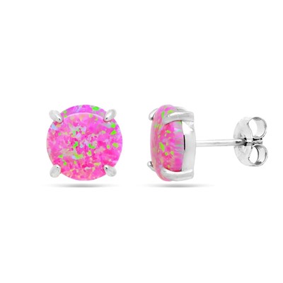 Серьги из серебра опал фиолетовый, МОВ0329