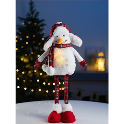 Фигура текстиль «Снеговик» 40-60 см, телескопические ножки, 1 LED, от батареек LR1130×3, свечение тёплое белое