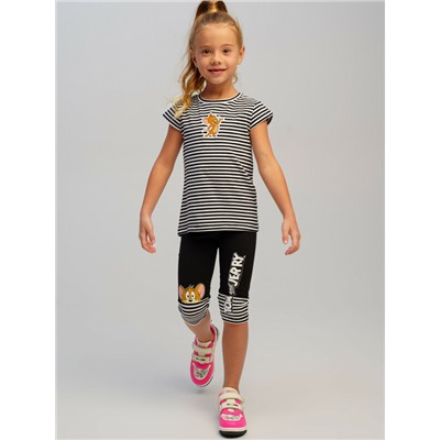 Комплект трикотажный для девочек: брюки (легинсы укороченные), фуфайка (футболка)