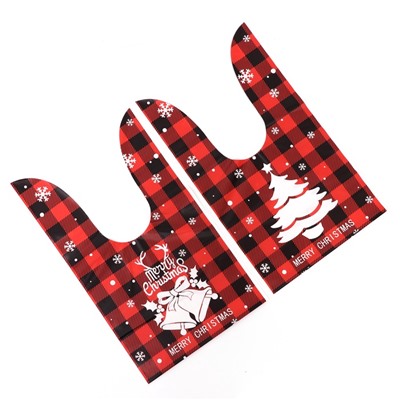 Пакет полиэтиленовый подарочный новогодний, с ушками «Клетка красная», МИКС, 13×23 см