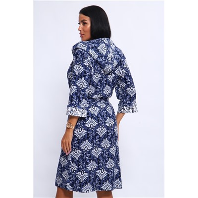 Халат 209 синий+цветы