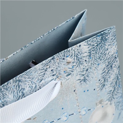 Пакет подарочный новогодний крафтовый «Новогодняя нежность», S 15×12×5.5 см