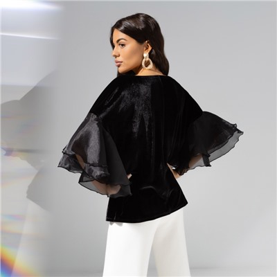 Блуза из бархата и органзы, Молниеносная влюбленность (black)