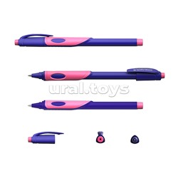 Набор из 2 ручек шариковых ErgoLine® Kids Stick&Grip Neon 0.7, Super Glide Technology, цвет чернил синий, розов грип (в пакете)