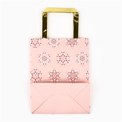 Пакет подарочный новогодний ламинированный «Танец снежинок», MS 23×18×10 см