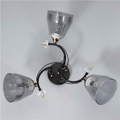 Светильник потолочный BayerLux «Клео», 3×Е27 40 Вт, чёрный, 58×58×24 см