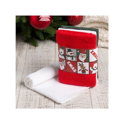 Набор махровых полотенец «Этель» Xmas, 30×30 см - 3 шт., хлопок 100%