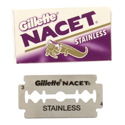 Лезвия для бритья классические двусторонние Джиллетт(ʤɪˈlet) Nacet Stainless 10шт.(25X10шт. =250 лезвий) на карте