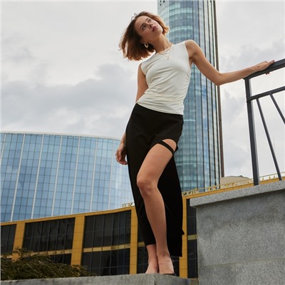 Юбка миди женская MINAKU: Classic, чёрная, размер 42