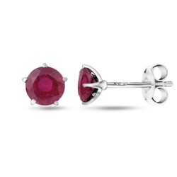 Серьги, 2 рубин корунд круг 6 мм 2.38ct, Гвоздики3