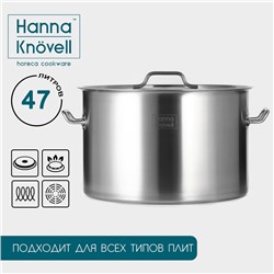 Кастрюля Hanna Knövell, 47 л, d=45 см, h=28 см, толщина 1 мм, дно ТРС, толщина дна 4.6 мм, 201 сталь, индукция