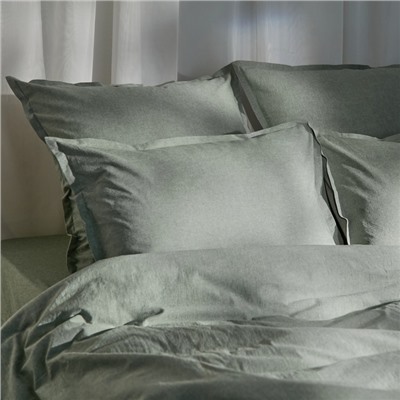 Простыня на резинке 2-спальная SL Home «Деним», 180×200+30 см, оливковая, жатый хлопок