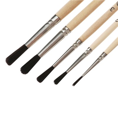 Набор кистей для рисования, белка, 5 штук: №: 1, 2, 3, 4, 5, Calligrata, круглые, деревянная ручка, в пакете