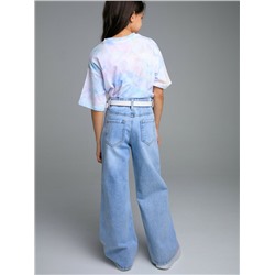 Брюки текстильные джинсовые для девочек