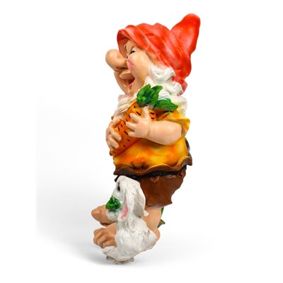 Садовая фигура из полистоуна «Гном с зайцем и морковкой», 44×25×28 см, МИКС